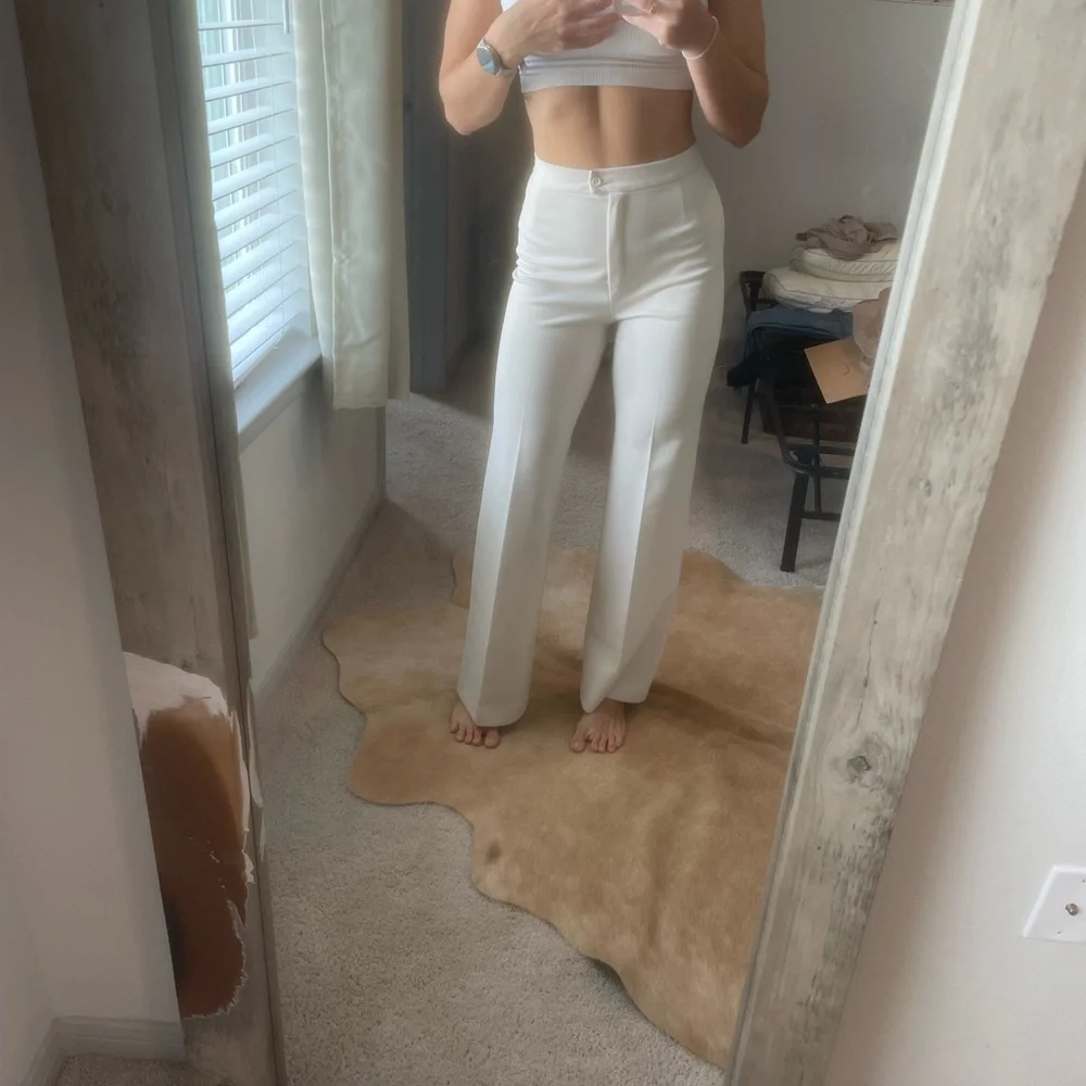 Cream Women's Wide Leg Pants - Picture 2 of 7